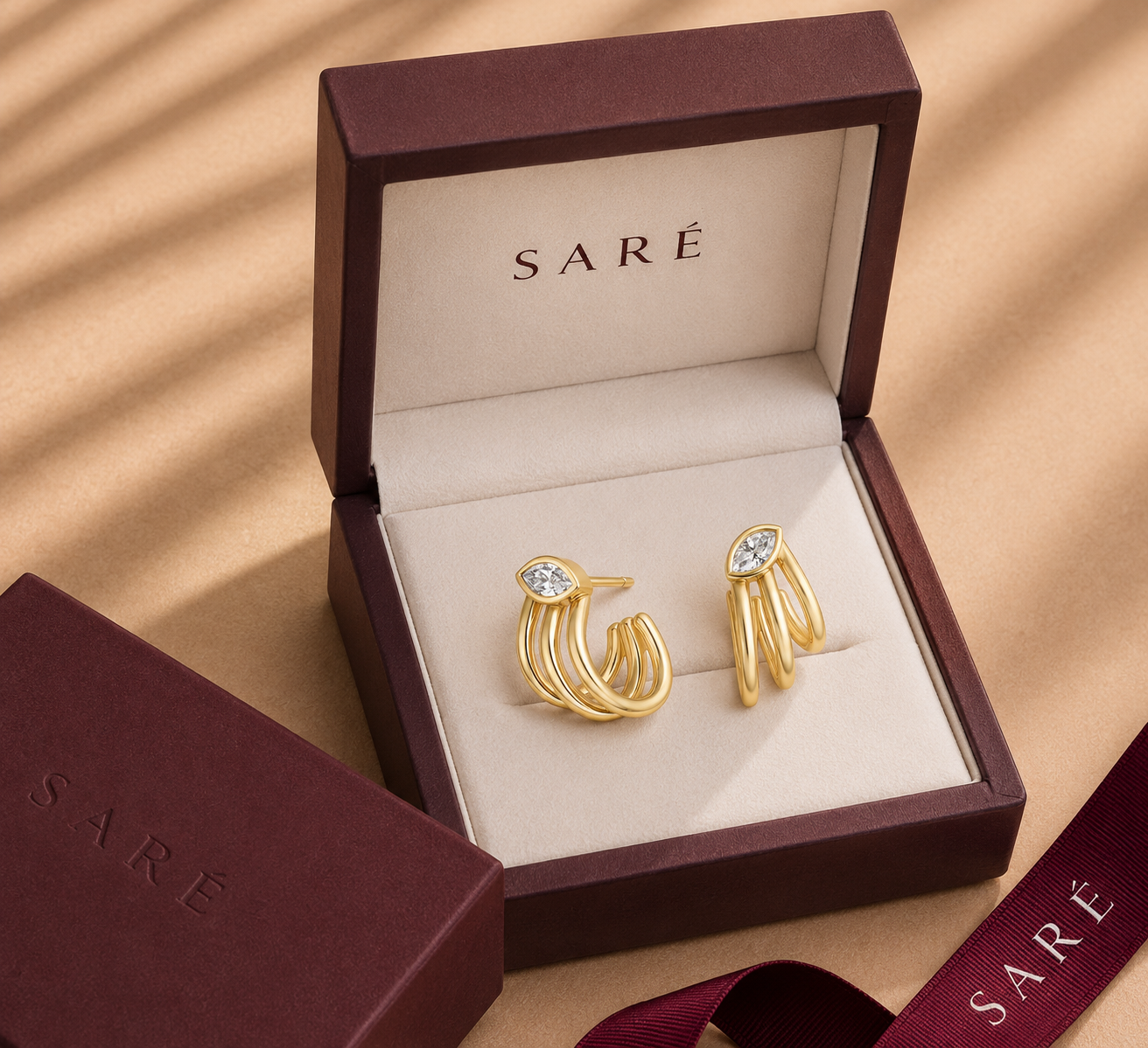 Marquise Triple Hoops