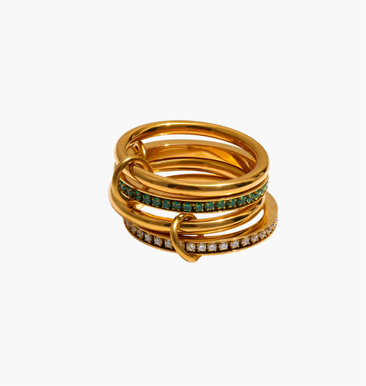 Four-Layer CZ Gold Statement Ring