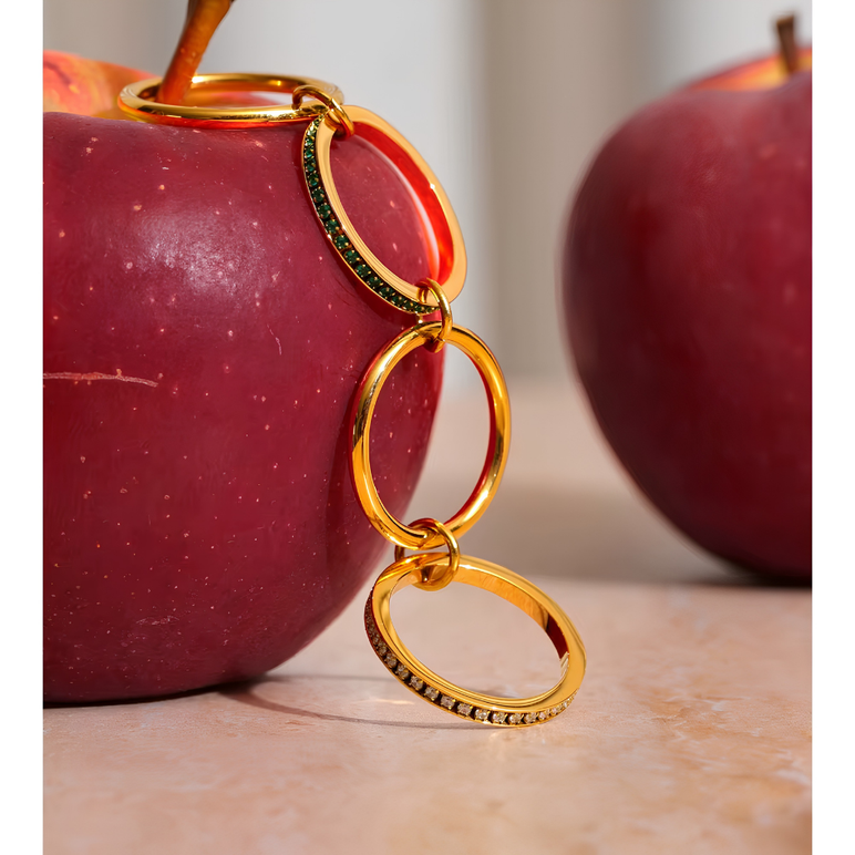 Four-Layer CZ Gold Statement Ring