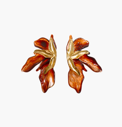 Amber Floral Vintage Gold Earrings