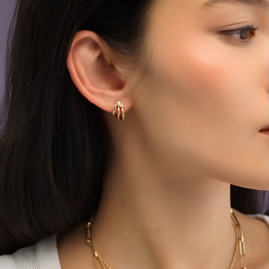 Marquise Triple Hoops